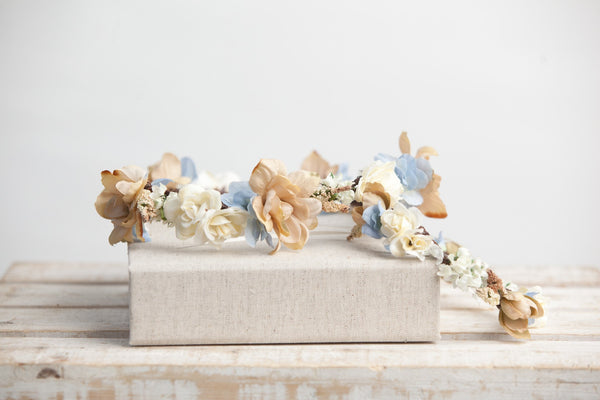 Estelle Floral Crown • Princess Floral Halo • Maternity Halo • Flower Girl Crown • Vintage Headband • Wedding Headpiece | Ready To Ship • by Sew Trendy