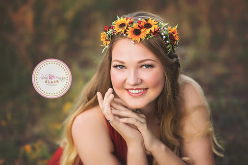 Kenna Floral Crown • Fall Floral Crown • Sunflower Floral Halo • Bohemian Crown • Fall Floral Crown • Autumn Halo | Ready To Ship • by Sew Trendy
