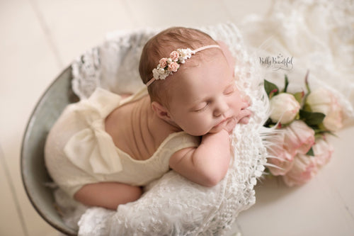 Chleo Romper • Newborn Low Back Romper • Sitter Low Back Romper • Baby Low Back Romper • Romper With Bow • Newborn Baby Romper • Lace Romper • by Sew Trendy