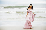 Keeley Gown • Hi Low Maternity Gown • Flowy Fit Maternity Gown • Off The Shoulder Gown • Knit Maternity Gown • Maxi Dress • Pregnancy Dress • by Sew Trendy