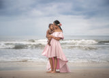 Keeley Gown • Hi Low Maternity Gown • Flowy Fit Maternity Gown • Off The Shoulder Gown • Knit Maternity Gown • Maxi Dress • Pregnancy Dress • by Sew Trendy