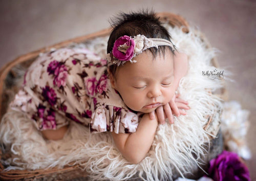 Ava Floral Romper {taupe} • Knit Flutter Romper • Floral Romper • Sitter Floral Romper • Baby Romper • Knit Sitter Floral • Newborn Photography Prop • by Sew Trendy