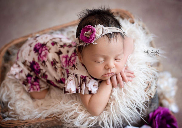 Ava Floral Romper {taupe} • Knit Flutter Romper • Floral Romper • Sitter Floral Romper • Baby Romper • Knit Sitter Floral • Newborn Photography Prop • by Sew Trendy