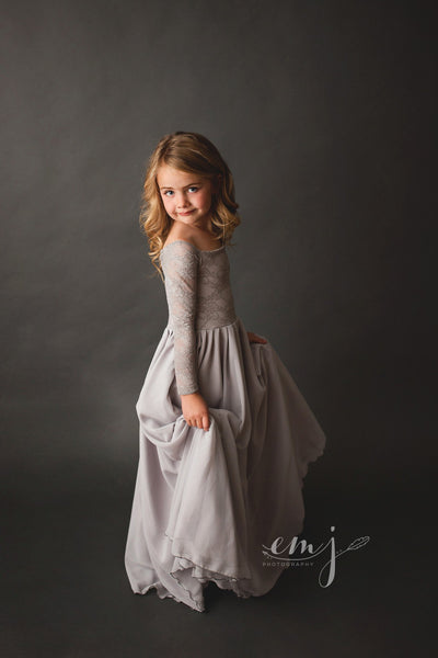 Cynthia Girls Gown •  Full Circle Chiffon Skirt • Lace Off the Shoulder Top • Girls Couture • Princess Photo Shoot • Birthday Dress • by Sew Trendy