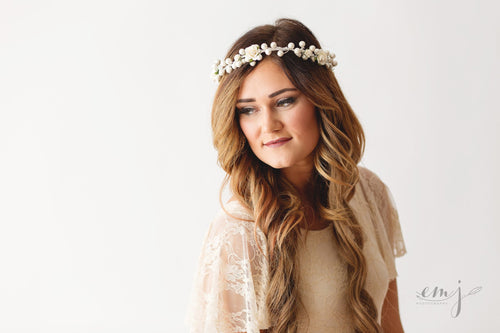 Joy Floral Crown • Winter Floral Crown • Vintage Grapevine Floral Tie Back • Maternity Crown • Flower Girl Headpiece •  | Ready To Ship • by Sew Trendy