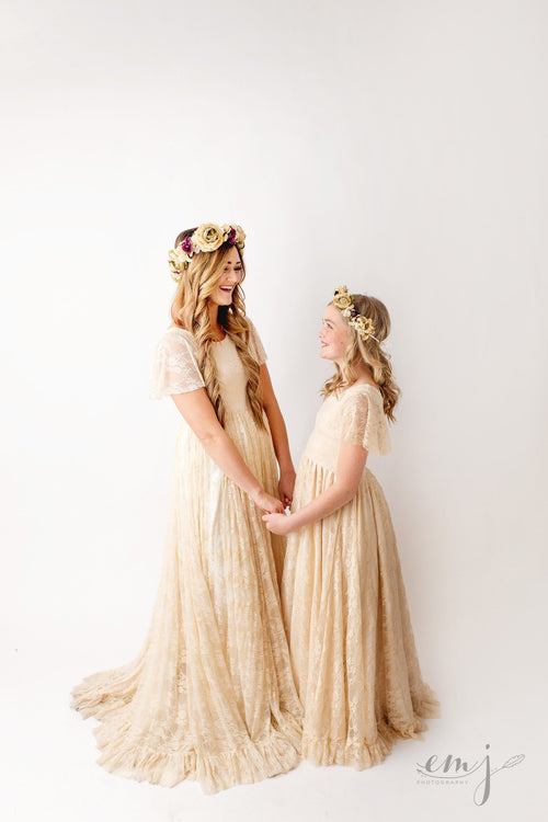 Josie Girls Gown • Lace Girls Gown • Girls Full Circle Gown • by Sew Trendy
