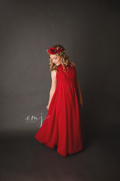 Mommy & Me Gown Set • Carolynne Gown • Coraline Gown • Chiffon Ruffle Maternity Dress • Chiffon Turtle Neck Pregnancy Gown • by Sew Trendy