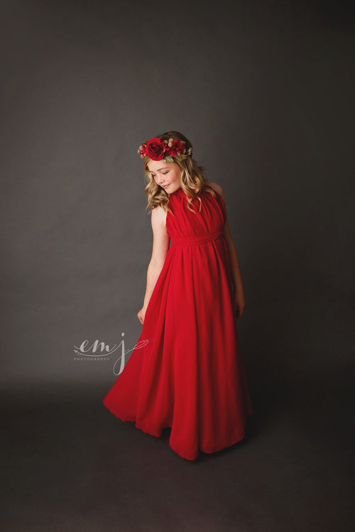 Coraline Girls Ruffle Neck Gown • Vintage Turtleneck Dress • Girls Chiffon Gown • Twirling Dress • Party Dress • by Sew Trendy