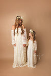 Katie Gown • Girls Lace Gown • Vintage Gown • Nightgown • Chemise • Off The Shoulder • Bohemian Style Dress • Renaissance Gown • by Sew Trendy