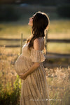 Edith Ruffled Lace Maternity Gown • Tank Style Maternity Gown • Boho style maternity gown • Peek-a-Boo Sleeve Maternity Gown • Cold Shoulder Gown • Lace Maternity Gown • by Sew Trendy