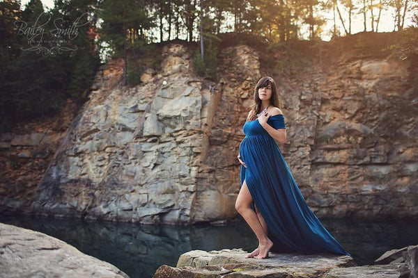 Kelly Gown • Off the Shoulder Maternity Gown • Cap Sleeve Pregnancy Dress • Heavy Knit Gown • Maxi Style Maternity Gown • by Sew Trendy