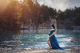 Kelly Gown • Off the Shoulder Maternity Gown • Cap Sleeve Pregnancy Dress • Heavy Knit Gown • Maxi Style Maternity Gown • by Sew Trendy