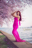 Natalie Gown • Halter Style Fitted Knit Maternity Gown • by Sew Trendy