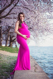 Natalie Gown • Halter Style Fitted Knit Maternity Gown • by Sew Trendy