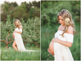 Cameron Gown • Off the Shoulder Gown • Cap Sleeve Pregnancy Dress • Sheer Chiffon Maternity Gown • by Sew Trendy