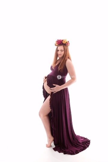 Lindsay Gown • Ruffled Knit Dress • Halter Maternity gown • by Sew Trendy