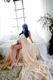 Marissa Gown • Long Flowing Sheer Chiffon Straight Top Maternity Gown • by Sew Trendy