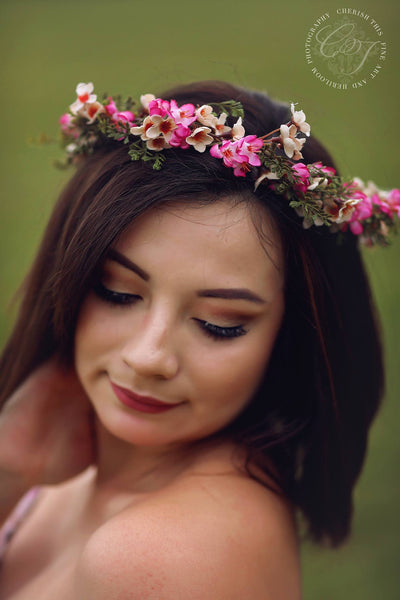 Emersyn Flower Crown • Simple Flower Crown • Wedding Flower Crown • Flower Girl Crown | Ready To Ship • by Sew Trendy