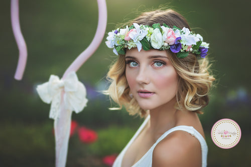 Kai Floral Crown • Pastel Floral Crown • Grapevine Floral Halo • Bohemian Crown • Fall Floral Crown • Autumn Halo | Ready To Ship • by Sew Trendy