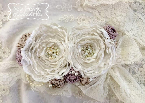 Gina Floral Sash • Blush • Natural • Ivory • Girl Sash | READY TO SHIP • by Sew Trendy