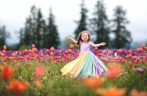 Evangeline Gown {pastel tones} •  Rainbow Baby Line • Rainbow Girls Gown • Multi-layer Chiffon Dress • Girls Hope Dress • Chiffon Gown • by Sew Trendy