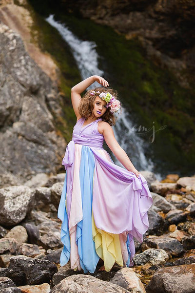 Flora Gown • Girls Couture Gown • Chiffon Panel Gown • by Sew Trendy