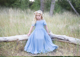 Frankie Girls Gown • Flutter Sleeve Gown • Knit Ruffled Girls Dress • Tea Length Full Circle Dress • by Sew Trendy