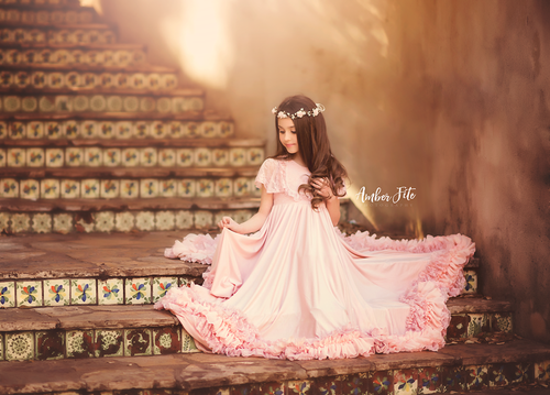 Henrietta Gown • Girls Vintage Style Ruffled Gown • by Sew Trendy