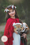 USED Size 8-12 Red Garnette Cape Girls • Chiffon Capelet • Girls Hooded Cloak • Ruffled Cloak • by Sew Trendy