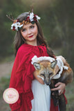 USED Size 8-12 Red Garnette Cape Girls • Chiffon Capelet • Girls Hooded Cloak • Ruffled Cloak • by Sew Trendy