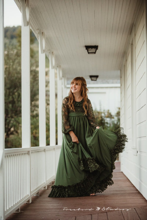 Marie Gown • Vintage Style Chiffon Dress • Girls Country Dress • Girls Lace Chemise • by Sew Trendy