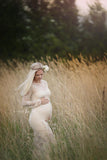 Penelope Gown • Boat Neck Gown • Slim Fit Maternity Gown • Lace Maternity Gown • Long Sleeve Lace Maternity Gown • by Sew Trendy