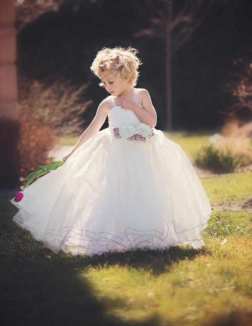 Madison Gown • Bridal Tulle Lace Lined Knit Top Girls Tutu • by Sew Trendy
