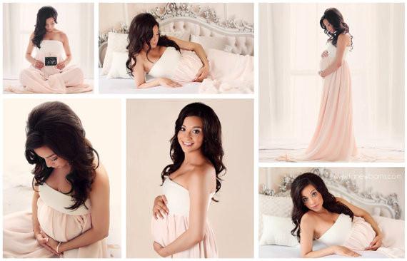 Miley Ombre Gown •  Maternity Gown • Multi-layer Tiered Chiffon Dress • Split Front Maternity Dress • Chiffon Maternity Gown • by Sew Trendy