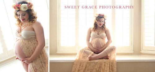 Jennifer Gown Lace Maternity Gown • Sweetheart Style Maternity Gown • Lace Dress • Bridesmaid Dress • Senior Photo Shoot • by Sew Trendy