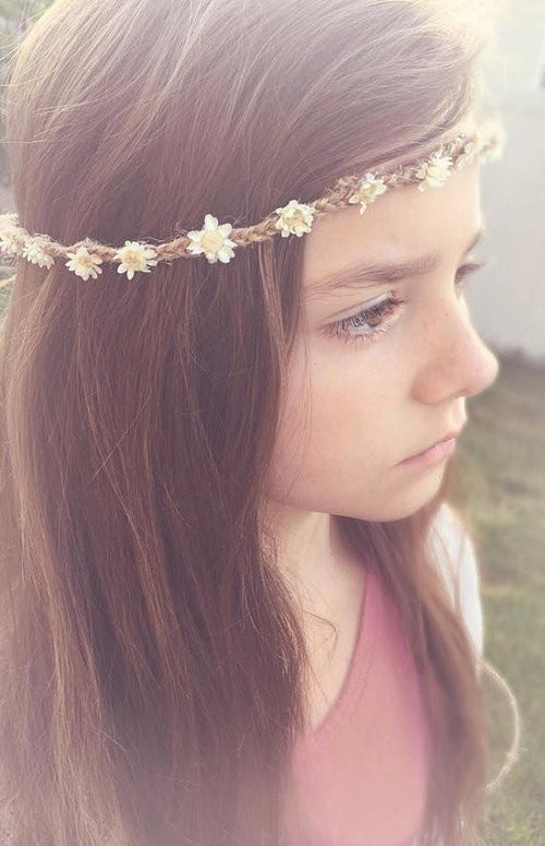 Dawn Boho Tie Back • Floral Halo • Floral Crown • Jute Halo • Bridesmaid Headpiece • Flower Girl • Floral headband • Wedding | Ready To Ship • by Sew Trendy
