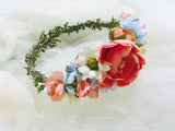 Gladys Crown • Gladys Floral Crown • Soft Floral Crown • Peachy Floral Crown • Princess Floral Crown • Bohemian Floral Crown | Ready To Ship • by Sew Trendy