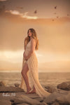 Marshay Gown • Stretch Sheer Pregnancy Gown • Lace Halter Style Maternity Dress • by Sew Trendy