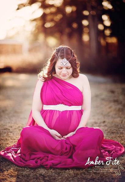 Petra Gown • Sheer Maternity Gown • Grecian Style Dress • Chiffon Gown • Maternity Photo Prop• by Sew Trendy