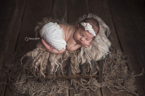 Mini Evelyn Newborn Floral Crown • Newborn Flower Crown • Simple Crown • Bohemian Crown • Ivory Floral Crown • Dainty Floral Crown | READY TO SHIP • by Sew Trendy