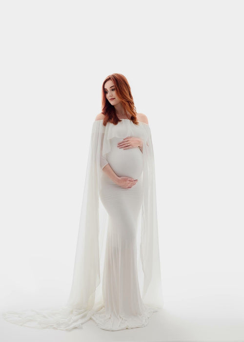 Isolde Gown • Renaissance Style Maternity Gown • Maternity Gown with Cape • Fitted Maternity Gown • by Sew Trendy