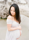Kiara Gown • Short Sleeve Maternity Gown • Off The Shoulder Gown • Knit Maternity Gown • Maxi Dress • Pregnancy Dress • by Sew Trendy
