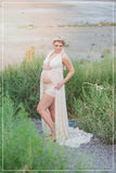 Marshay Gown • Stretch Sheer Pregnancy Gown • Lace Halter Style Maternity Dress • by Sew Trendy