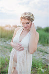 Marshay Gown • Stretch Sheer Pregnancy Gown • Lace Halter Style Maternity Dress • by Sew Trendy