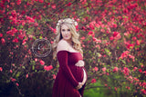 Miriam Gown • Long Sleeve Maternity Gown • Off the Shoulder Dress • Maternity Gown • Renaissance Gown • Soft Knit Maternity Gown • Bohemian • by Sew Trendy
