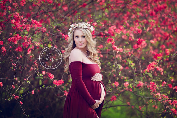 Miriam Gown • Long Sleeve Maternity Gown • Off the Shoulder Dress • Maternity Gown • Renaissance Gown • Soft Knit Maternity Gown • Bohemian • by Sew Trendy