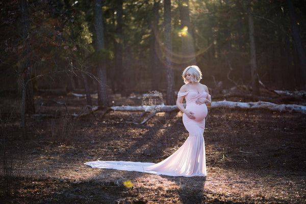 Angela Gown • Slim Fit Gown • Mermaid Style Maternity Gown • Sheer Maternity Gown •  Maternity Photo Shoot Gown • Event Gown • Wedding Dress