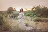 Angela Gown • Slim Fit Gown • Mermaid Style Maternity Gown • Sheer Maternity Gown •  Maternity Photo Shoot Gown • Event Gown • Wedding Dress