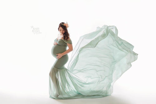 Angela Gown • Slim Fit Gown • Mermaid Style Maternity Gown • Sheer Maternity Gown •  Maternity Photo Shoot Gown • Event Gown • Wedding Dress