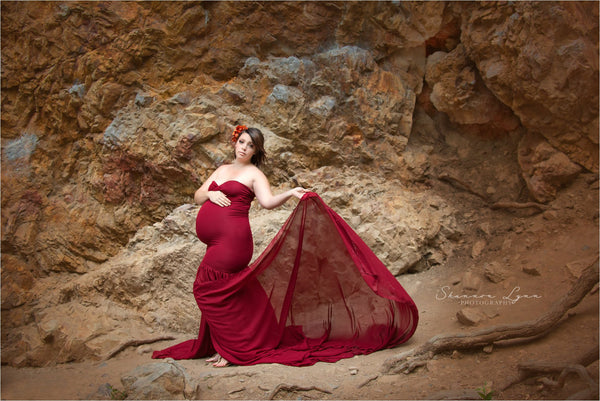 USED Small Angela Gown • Slim Fit Gown • Mermaid Style Maternity Gown • Sheer Maternity Gown •  Maternity Photo Shoot Gown • Event Gown • Wedding Dress